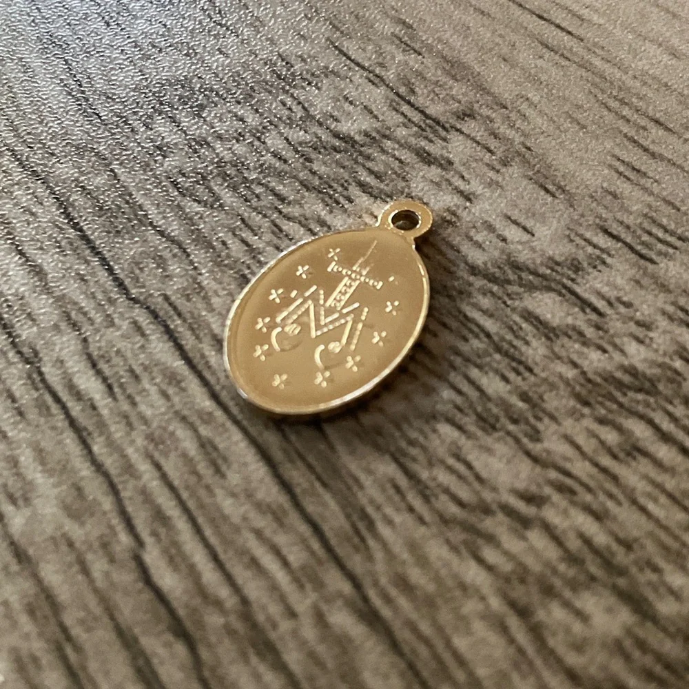 Gold Tone Miraculous Medal Pendant for Kids